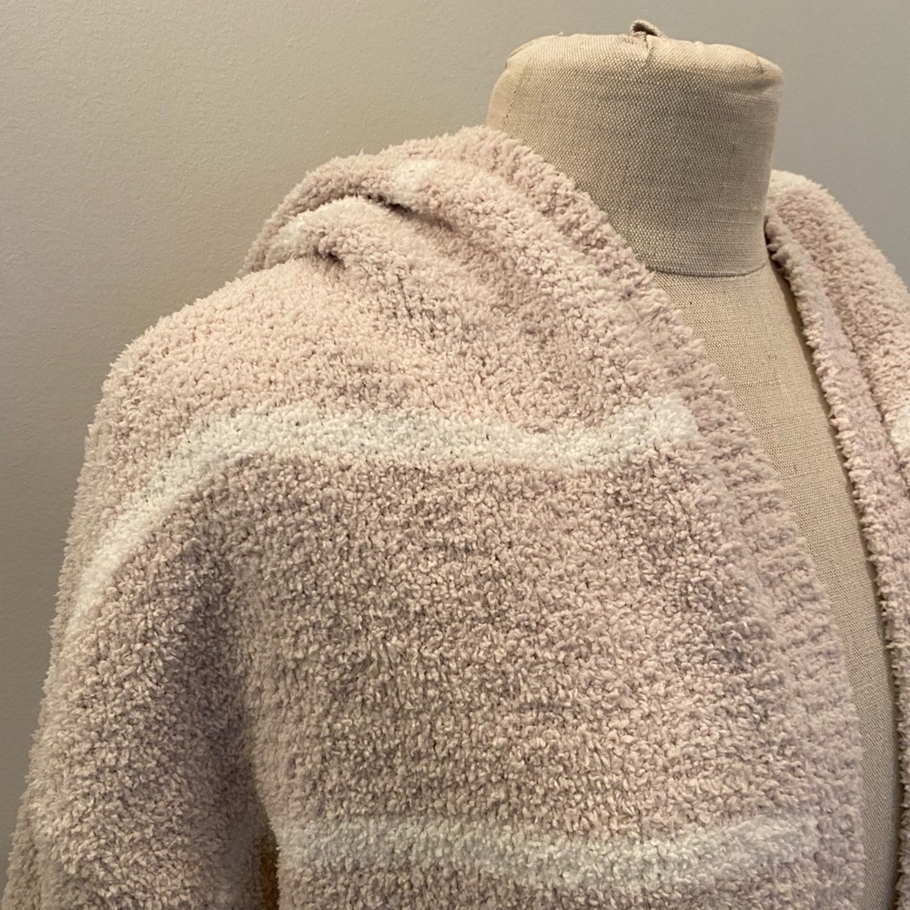 Almost Famous Womens Long Hooded Cardigan Tan w Cream Stripe Sweater/Size S/ NWT - Picture 3 of 15